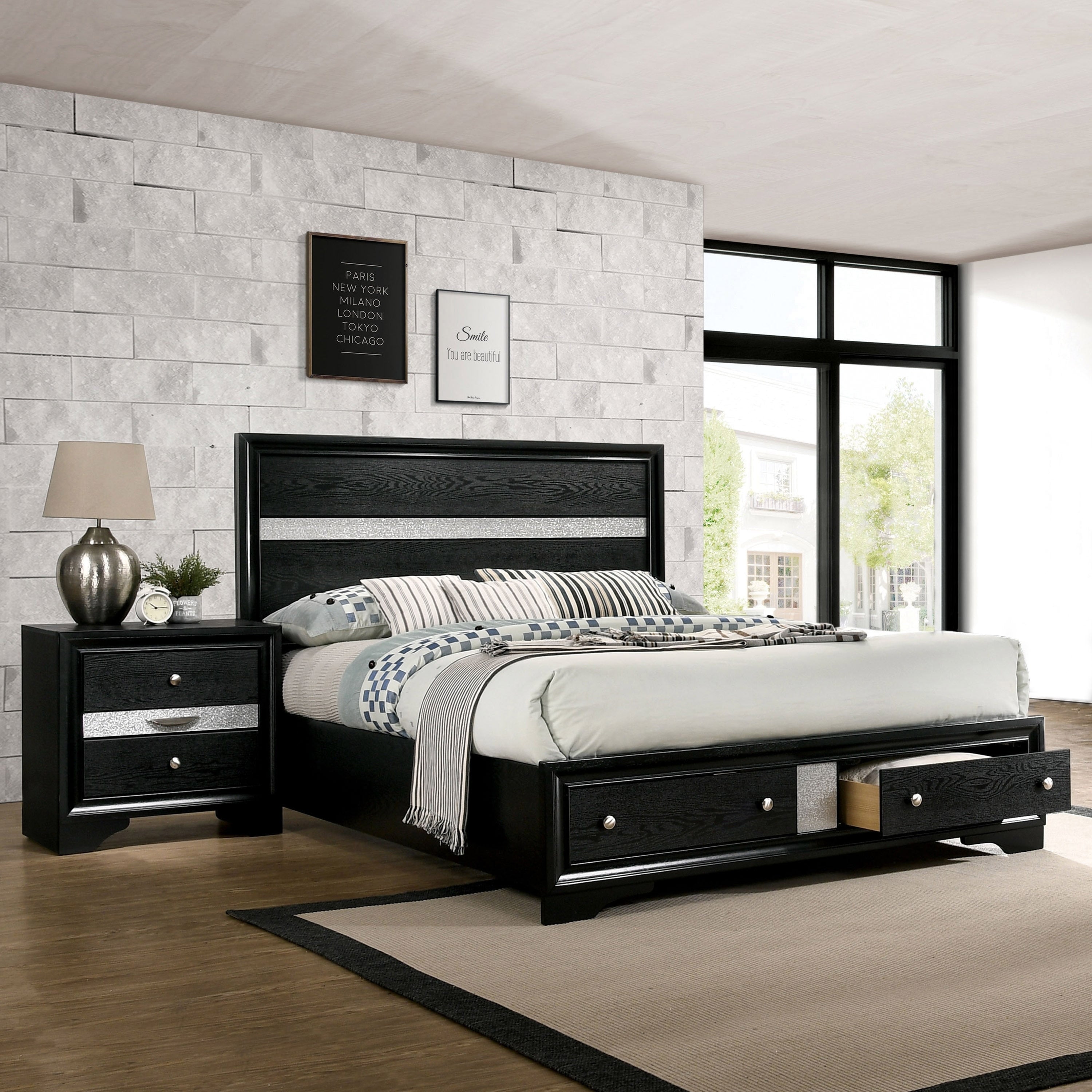 Silver Orchid Manzini Solid Wood 2 Piece Bedroom Set