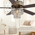 Silver Orchid March Silver Punched Metal And Clear Crystal Ceiling Fan