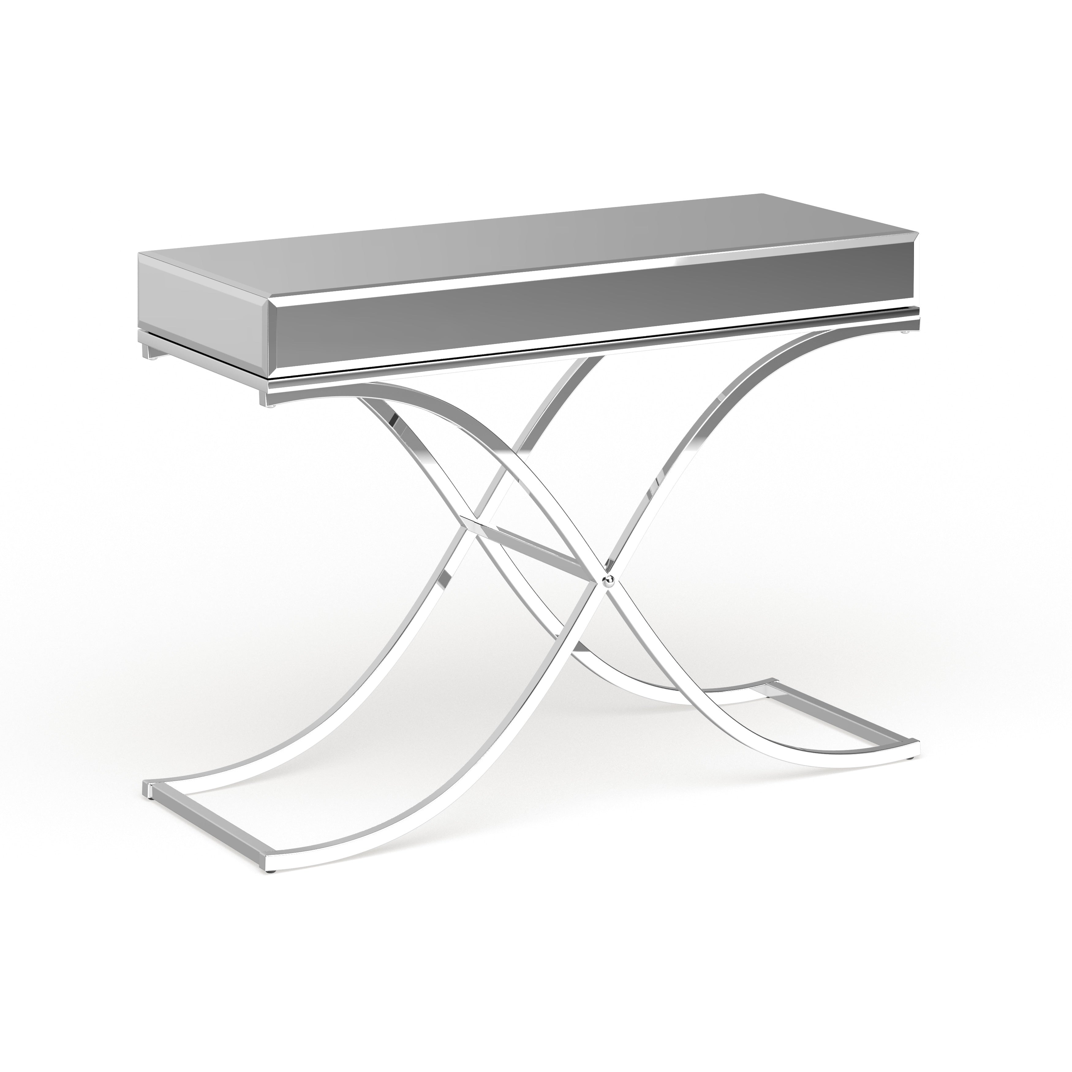 Silver Orchid Olivia Chrome Mirrored Sofa Console Table