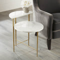 The Curated Nomad Parkes White Marble Top Accent Table