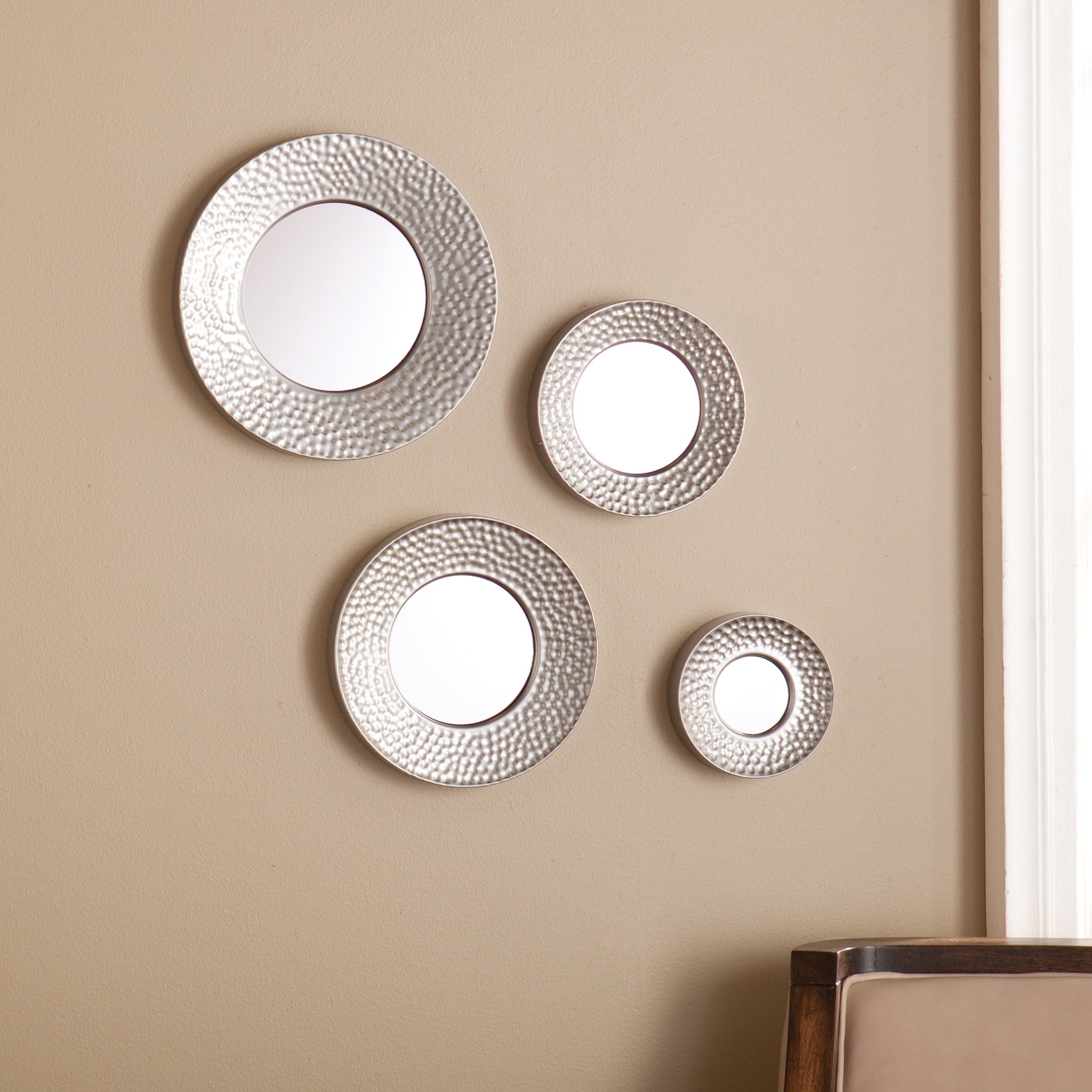 Silver Orchid Rehni Hammered Silver Sphere Wall Mirror Set