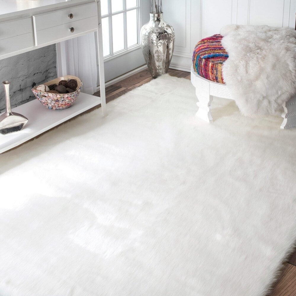 Silver Orchid Rita Faux Flokati Sheepskin Solid Soft And Plush Cloud Shag Rug 3 X 5
