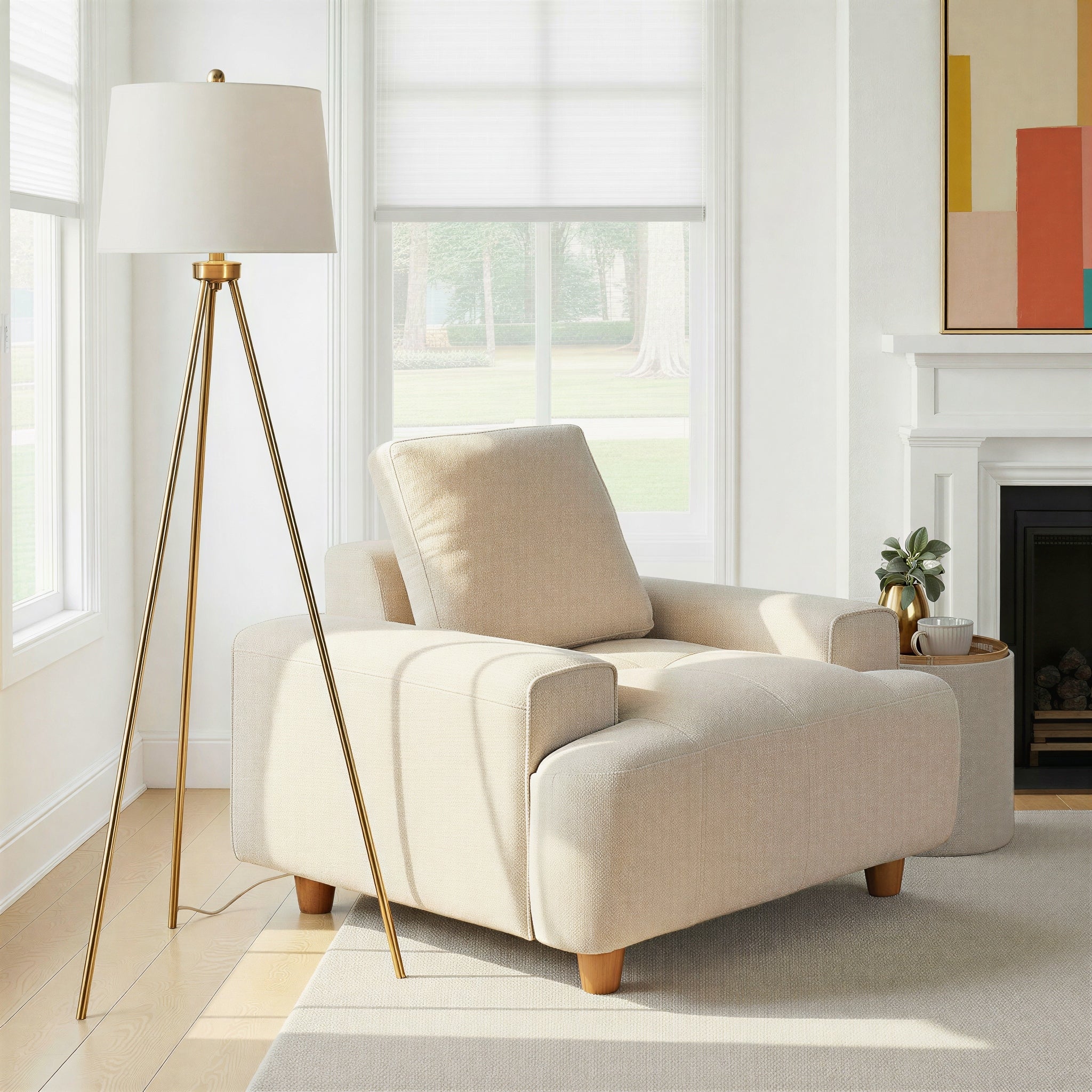 Silver Orchid Saerna 62 Tripod Floor Lamp With Linen Shade