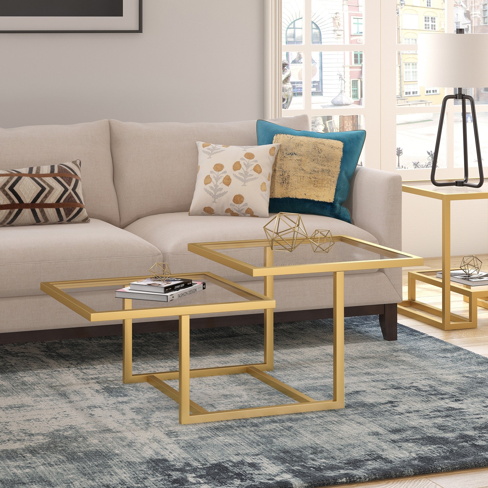 Silver Orchid Solm Two Tier Gold Coffee Table