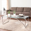 Silver Orchid Stene Contemporary Silver Glass Cocktail Table