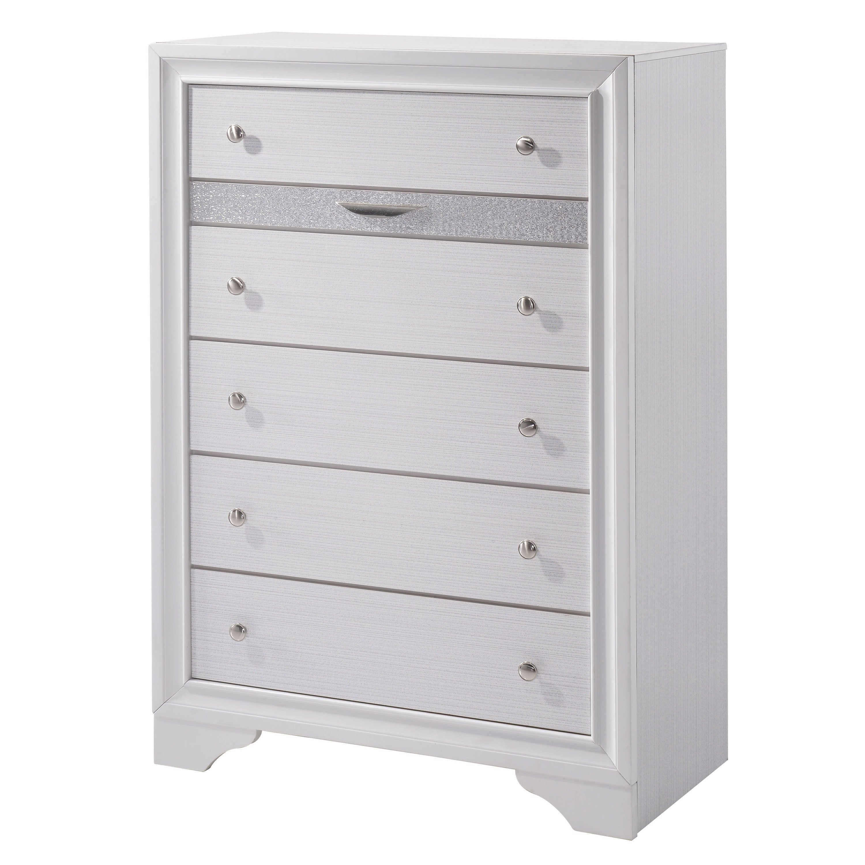 Silver Orchid Talmadge Contemporary White 6 Drawer Chest