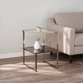 Silver Orchid Tarton Mirrored Side Table W Faux Stone Glass
