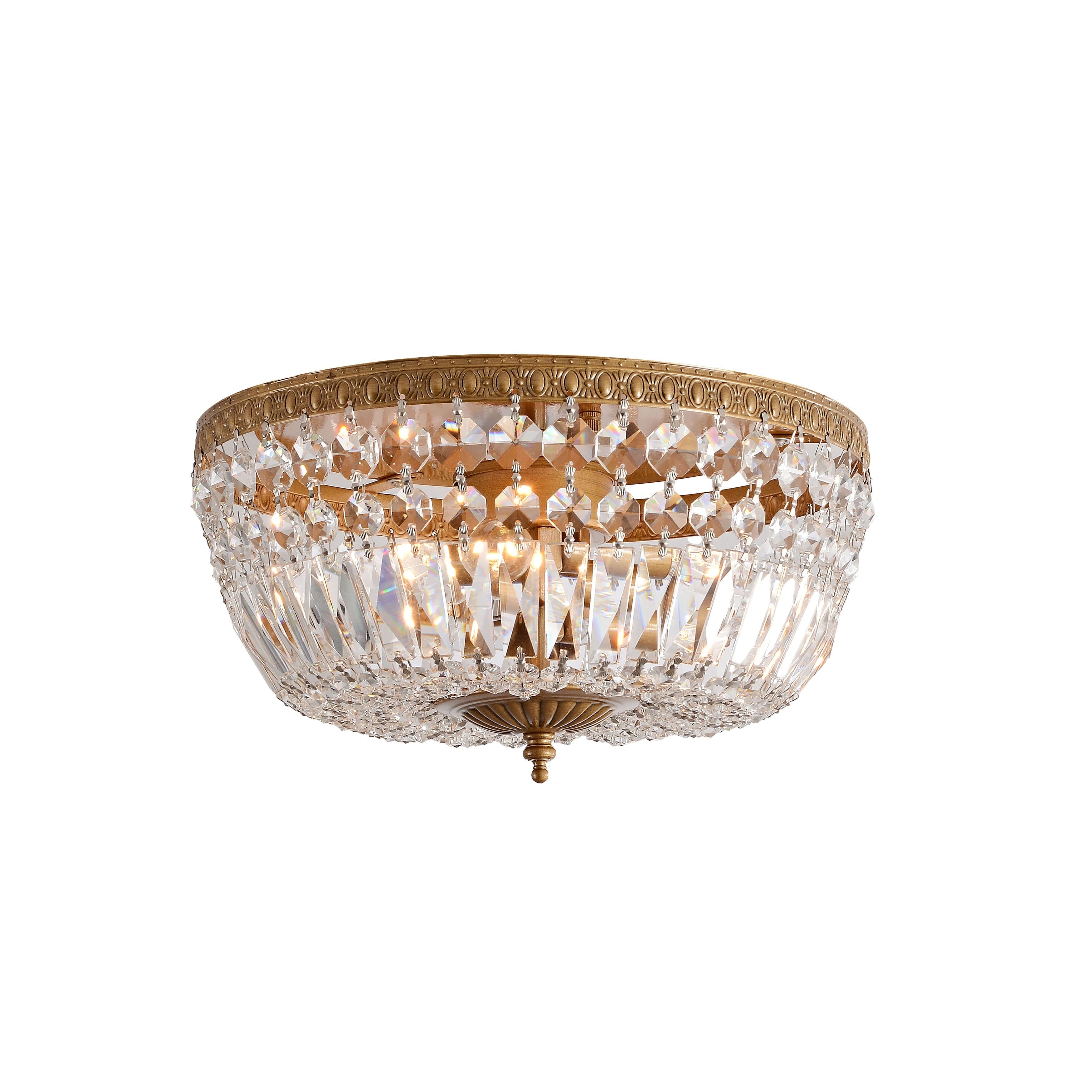 Silver Orchid Taylor 3 Light Crystal Basket Flush Mount Chandelier