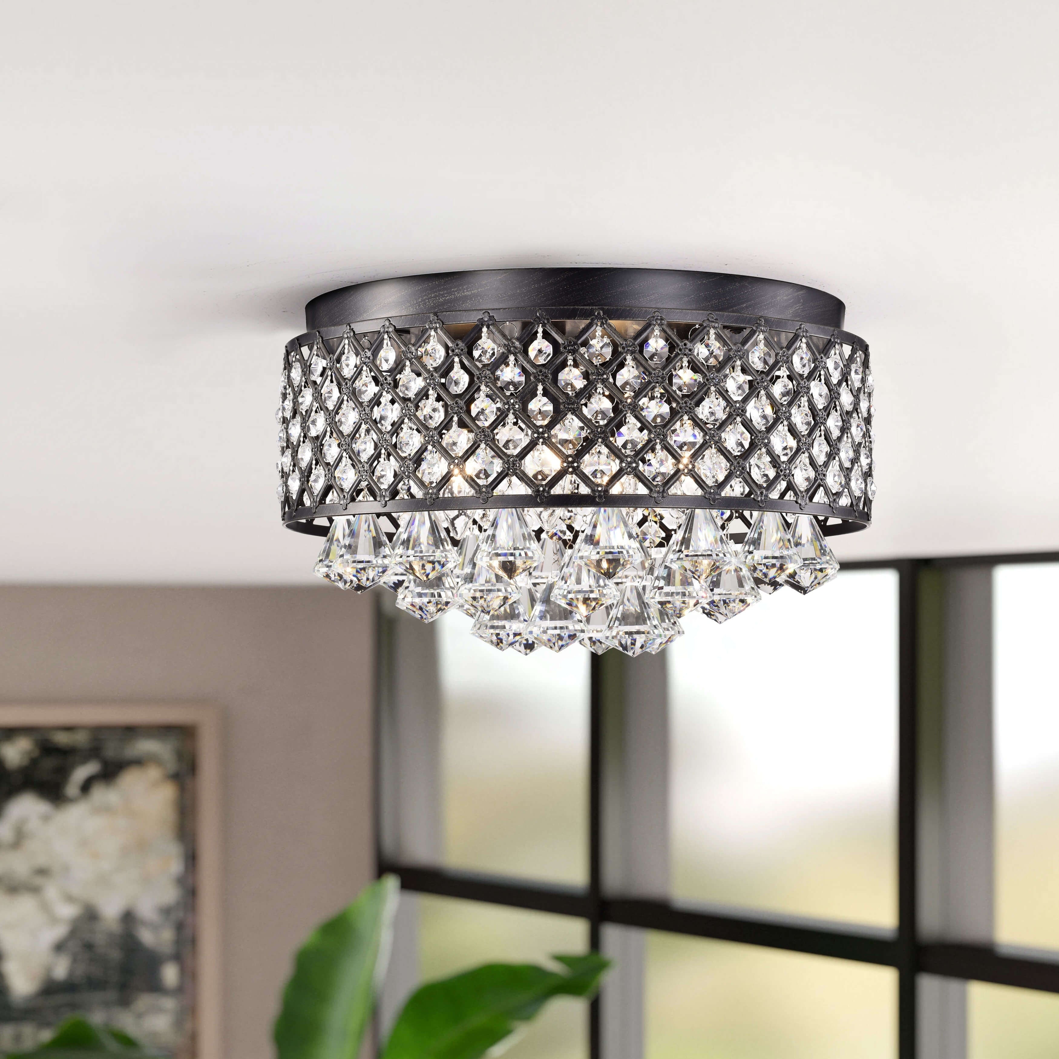 Silver Orchid Taylor 4 Light Antique Black Flush Mount Chandelier