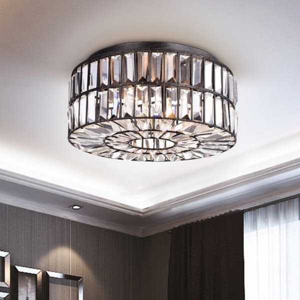 Silver Orchid Taylor Crystal Glass Prism Flush Mount Chandelier