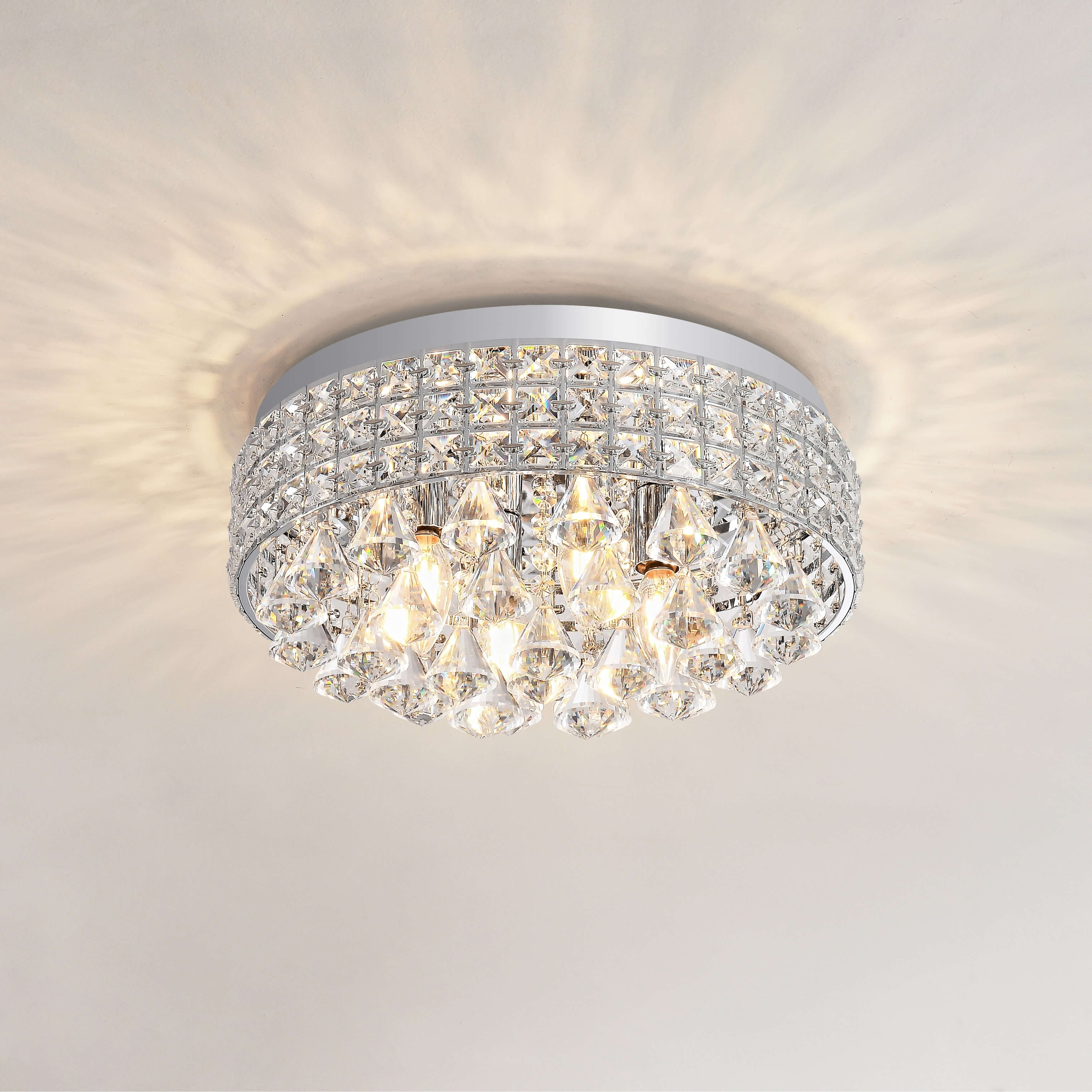 Silver Orchid Taylor Iron Shade Crystal Flush Mount Chandelier