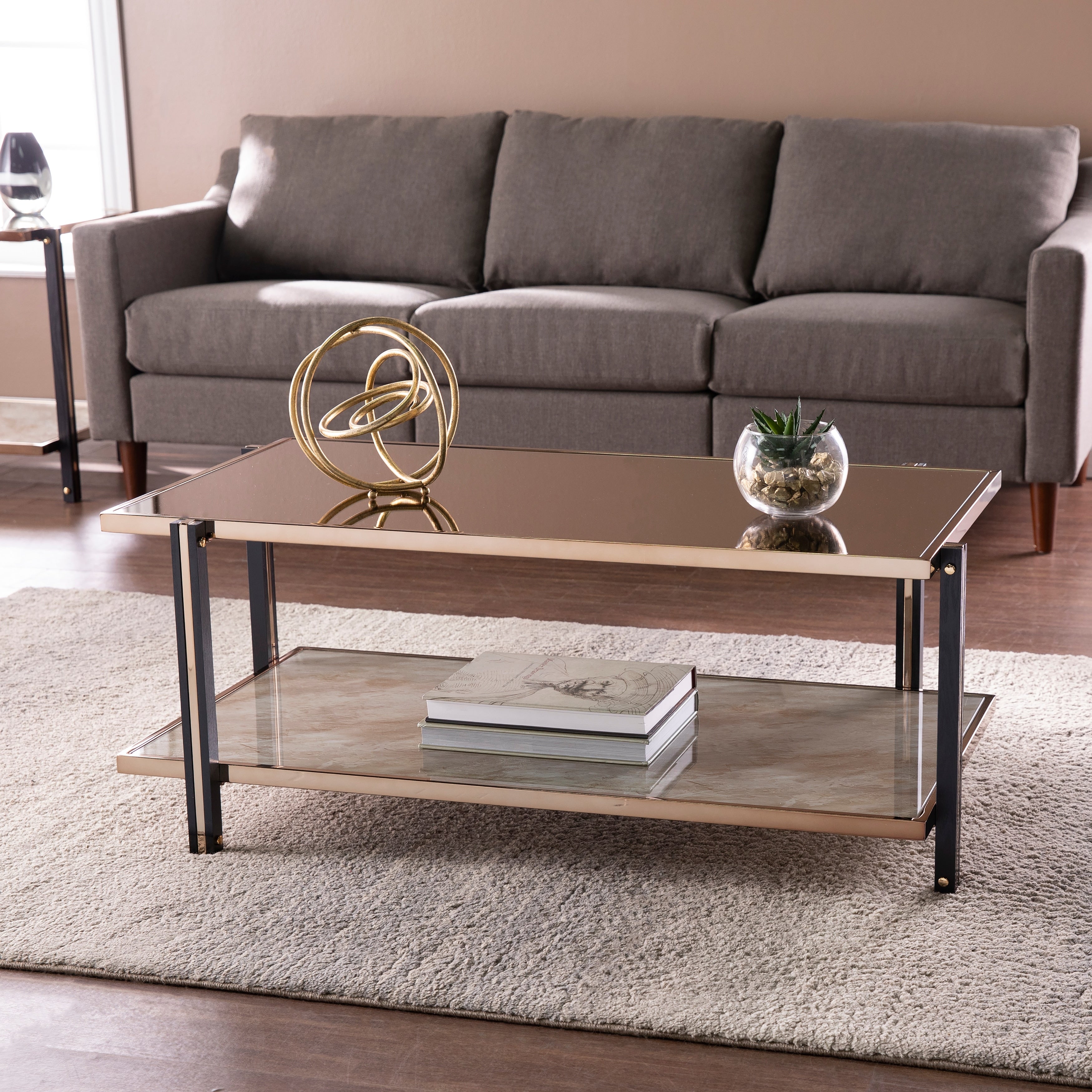 Silver Orchid Thornberry Transitional Champagne Metal Cocktail Table