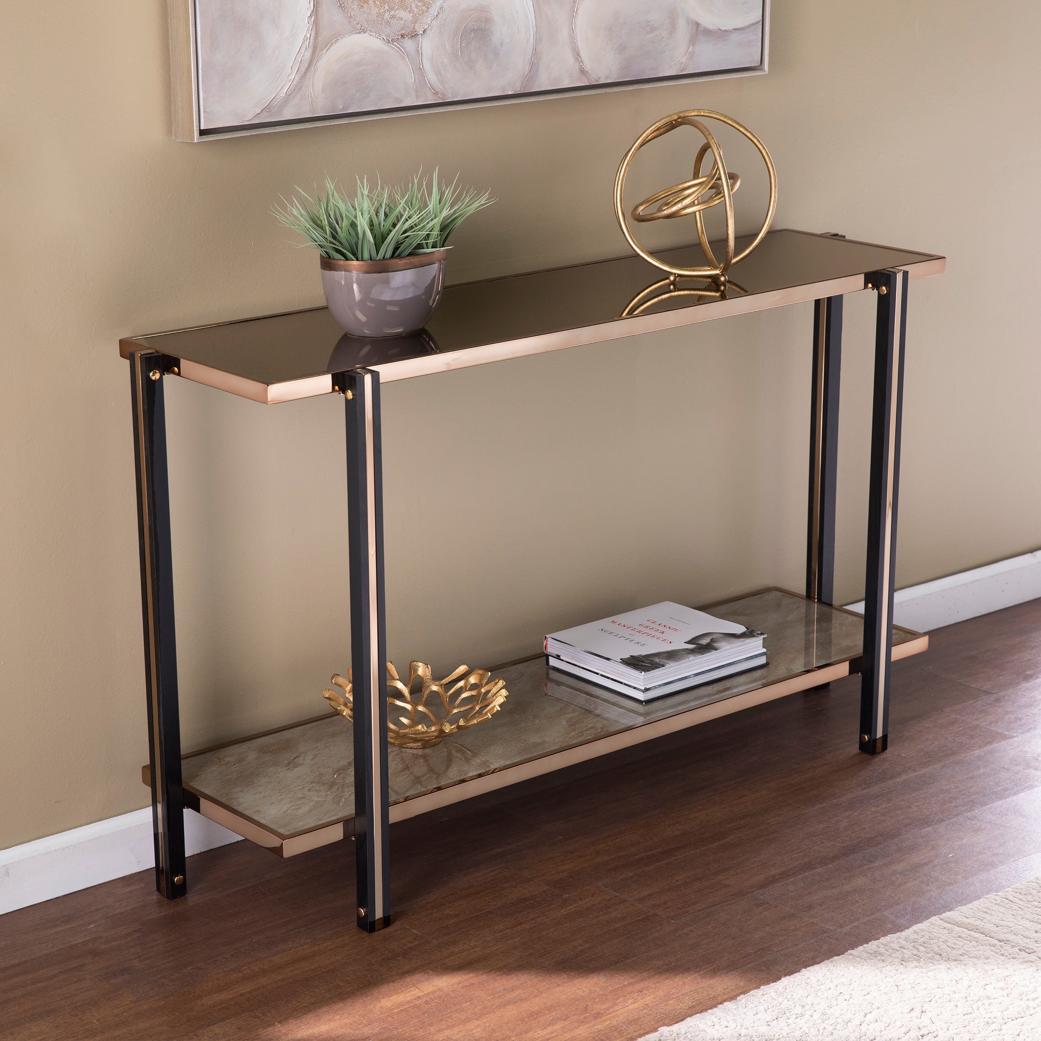 Silver Orchid Thornberry Transitional Champagne Metal Console Table