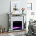 Silver Orchid Tranton Glam Mirror Fireplace With Color Changing Firebox