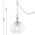 Silver Orchid Wallock Glass And Faceted Crystal Glass Jewels Plug In And Hardwire Hanging Pendant