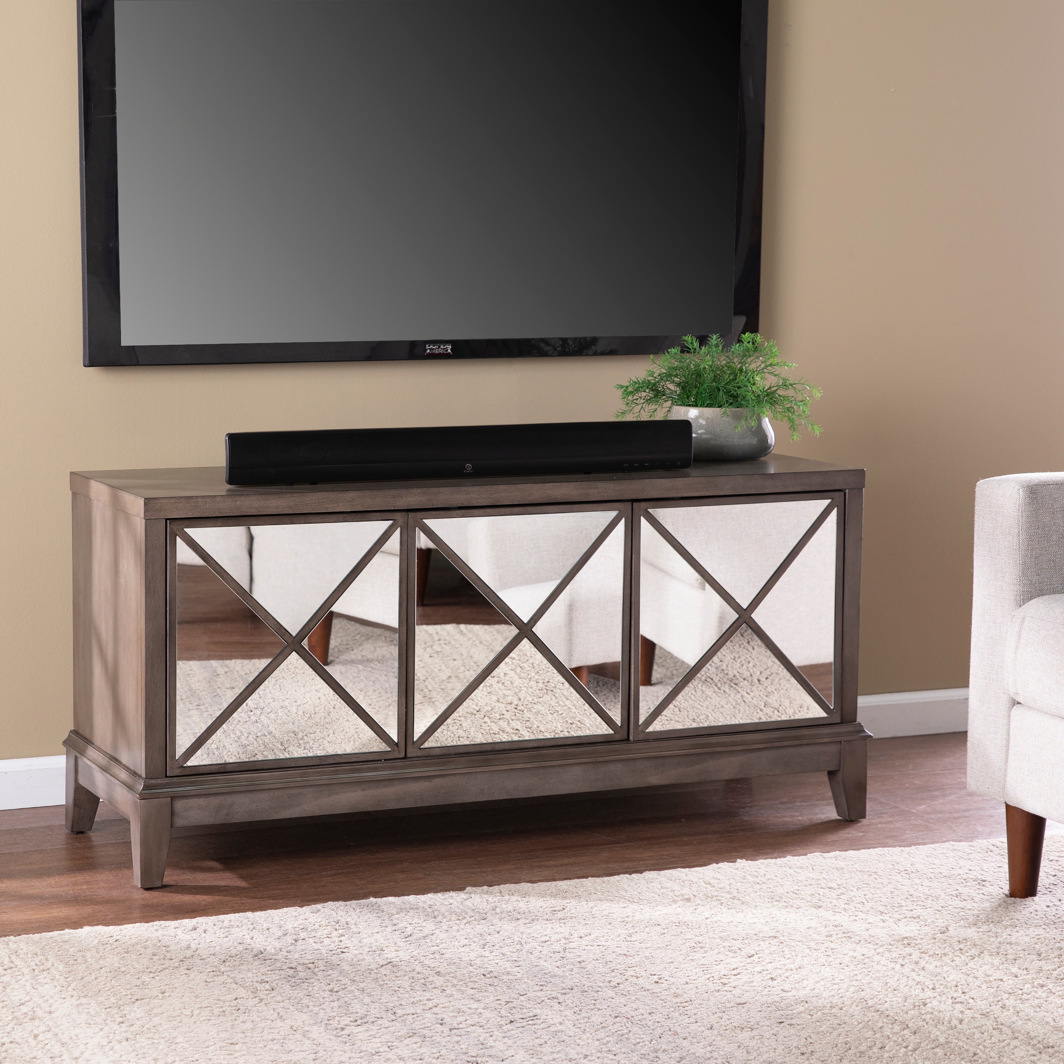 Silver Orchid Warbington Glam Brown Wood Media Cabinet