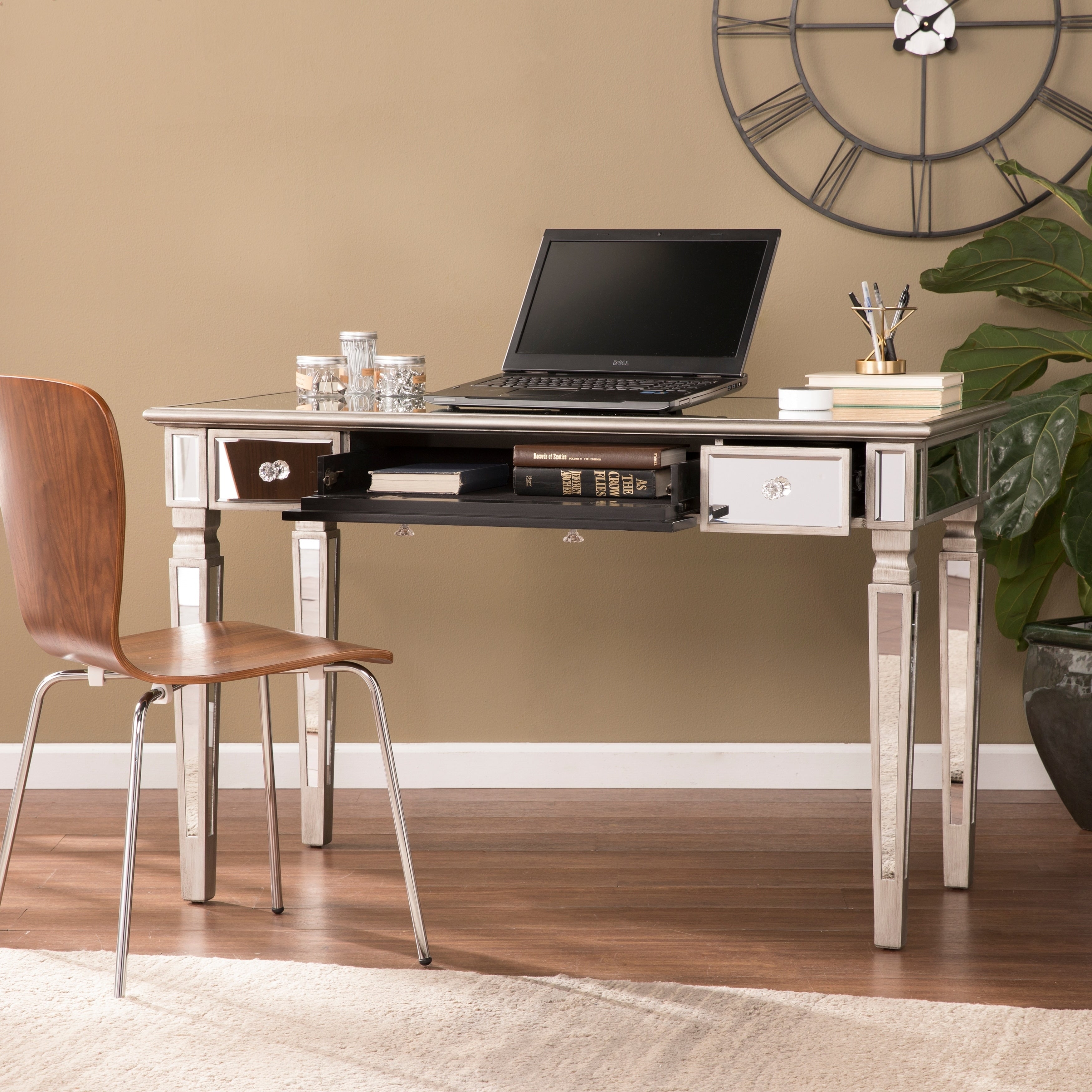Silver Orchid Wheaton Glam Mirror Writing Desk