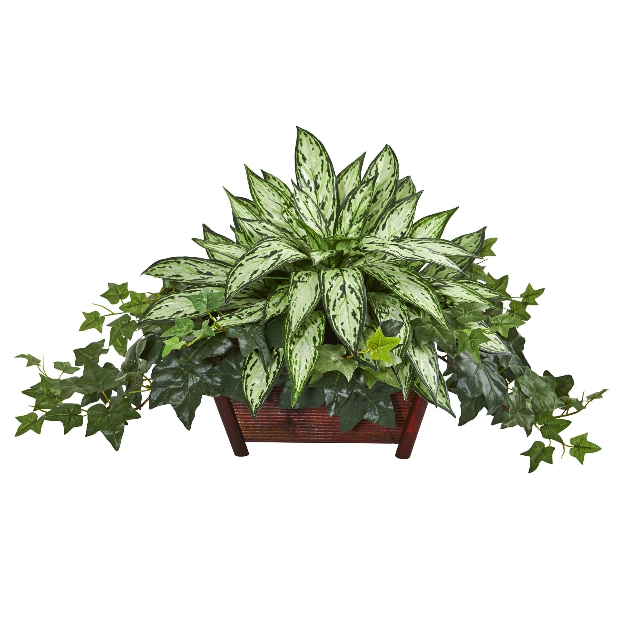 Silver Queen And Ivy Artificial Plant In Decorative Planter