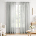 Silver Sheer Window Rod Pocket Curtain Set 90 Inches Long 2 Panels