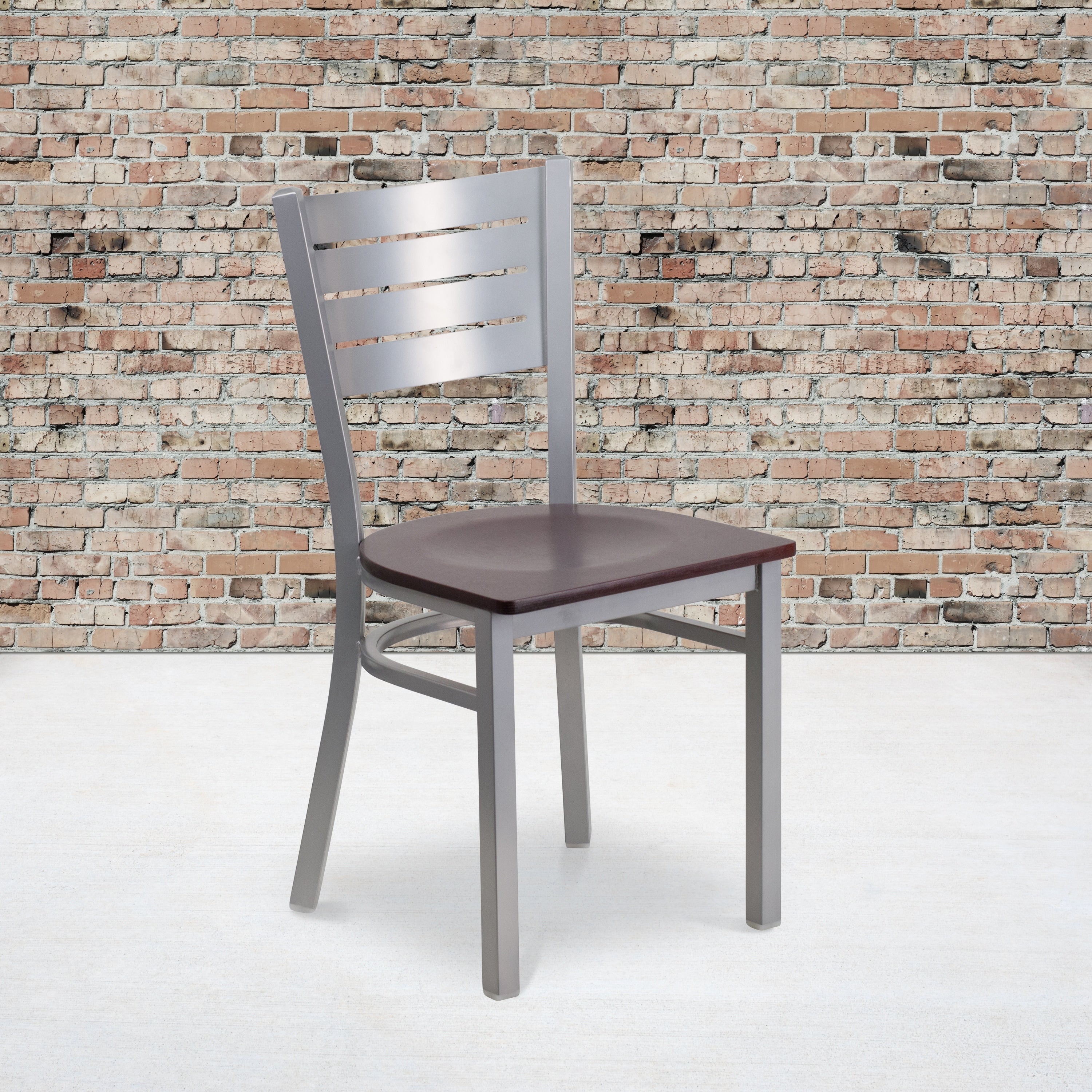 Slat Back Metal Restaurant Chair 16.5 W X 19 D X 33.5 H