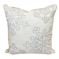 Silver Snow Flakes Embroidered Holiday Poly Velvet 20 Inch Throw Pillow