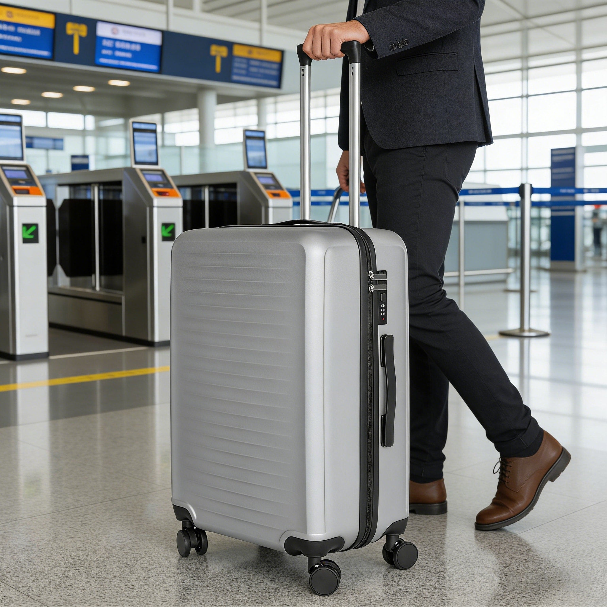 Silver Suitcase Lightweight Spinner Travel Luggage