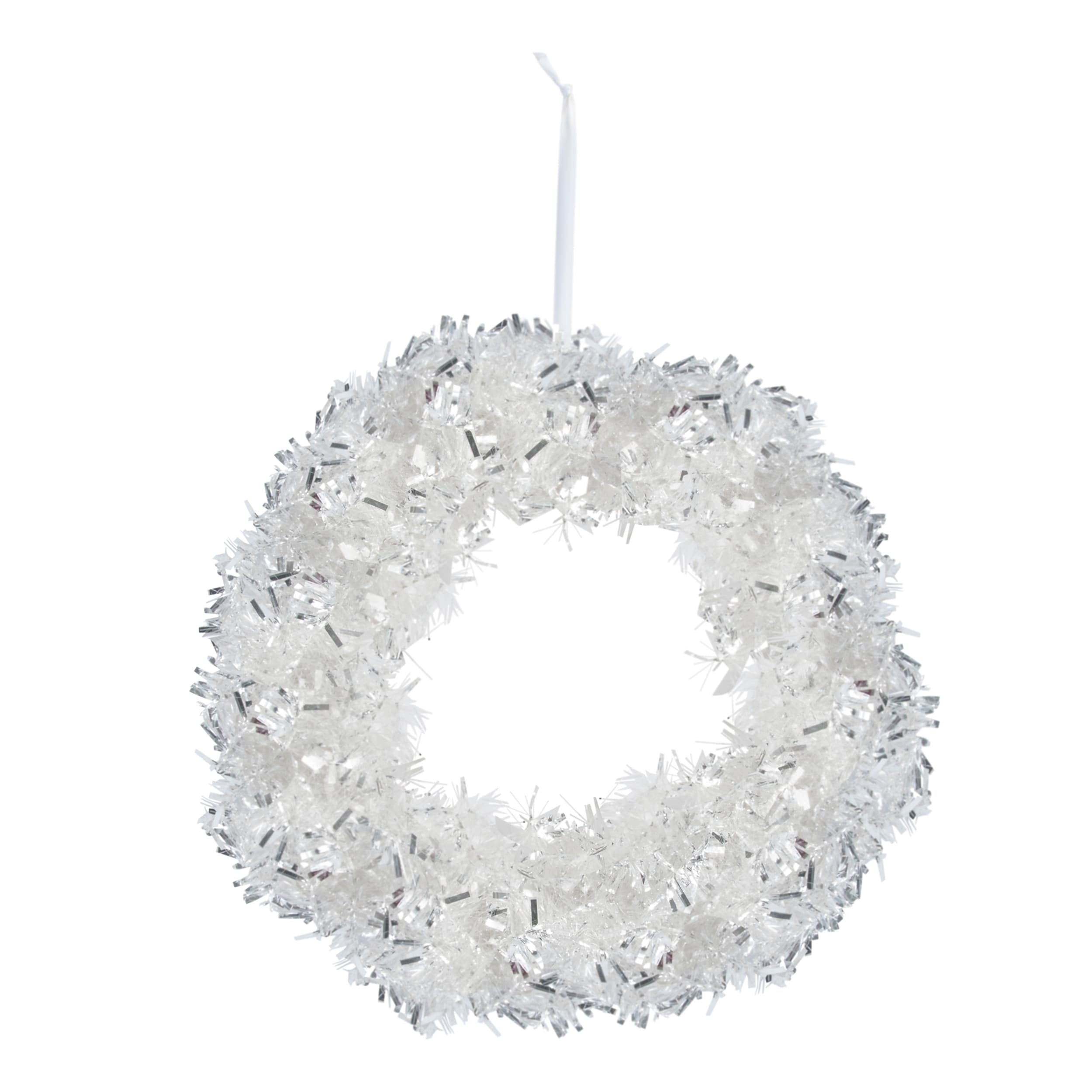 Silver Tinsel Christmas Wreath 18 D