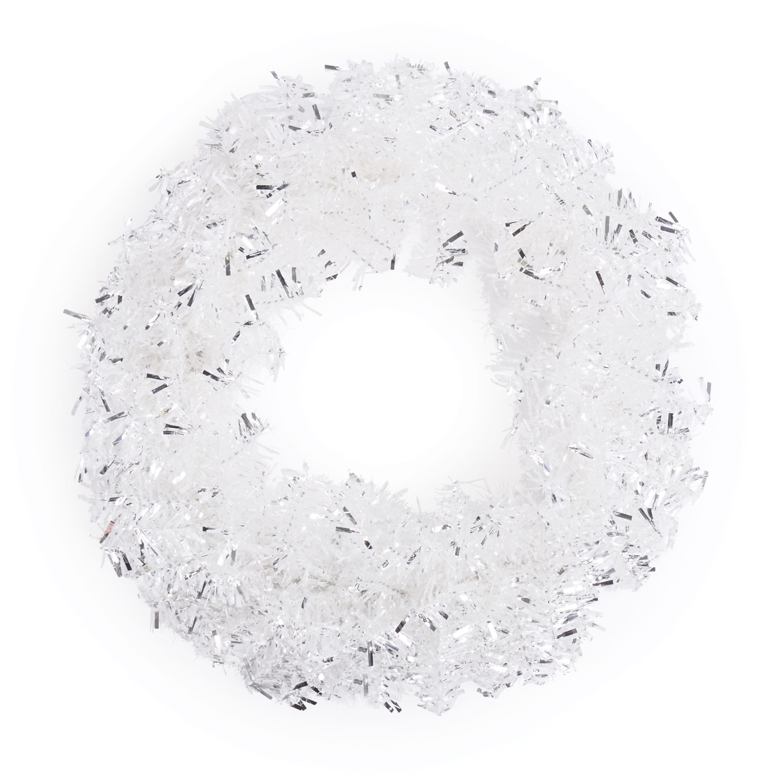 Silver Tinsel Christmas Wreath 22 D