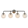 Silver And Black Metal Frame Wall Sconce With Glass Shades