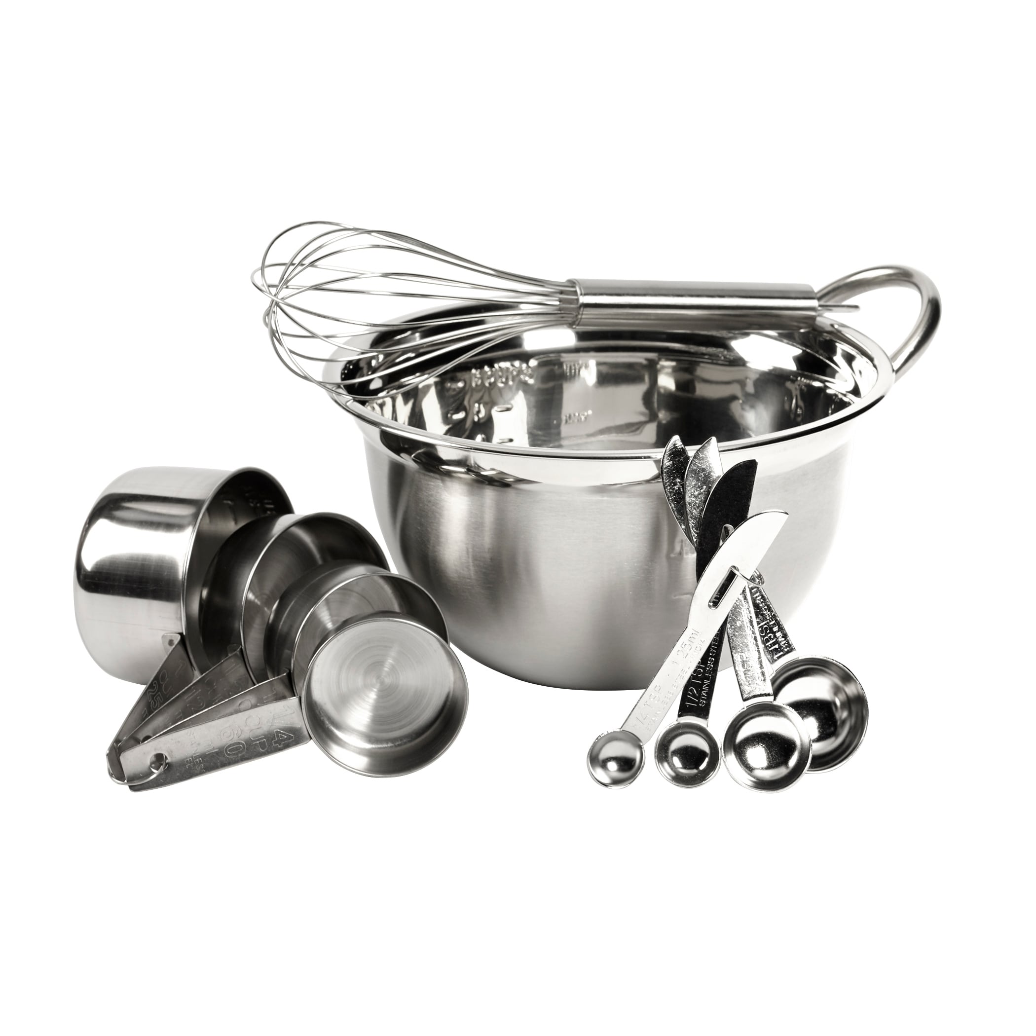 Silver Tone Stainless Steel 10 Piece Mix And Store Set