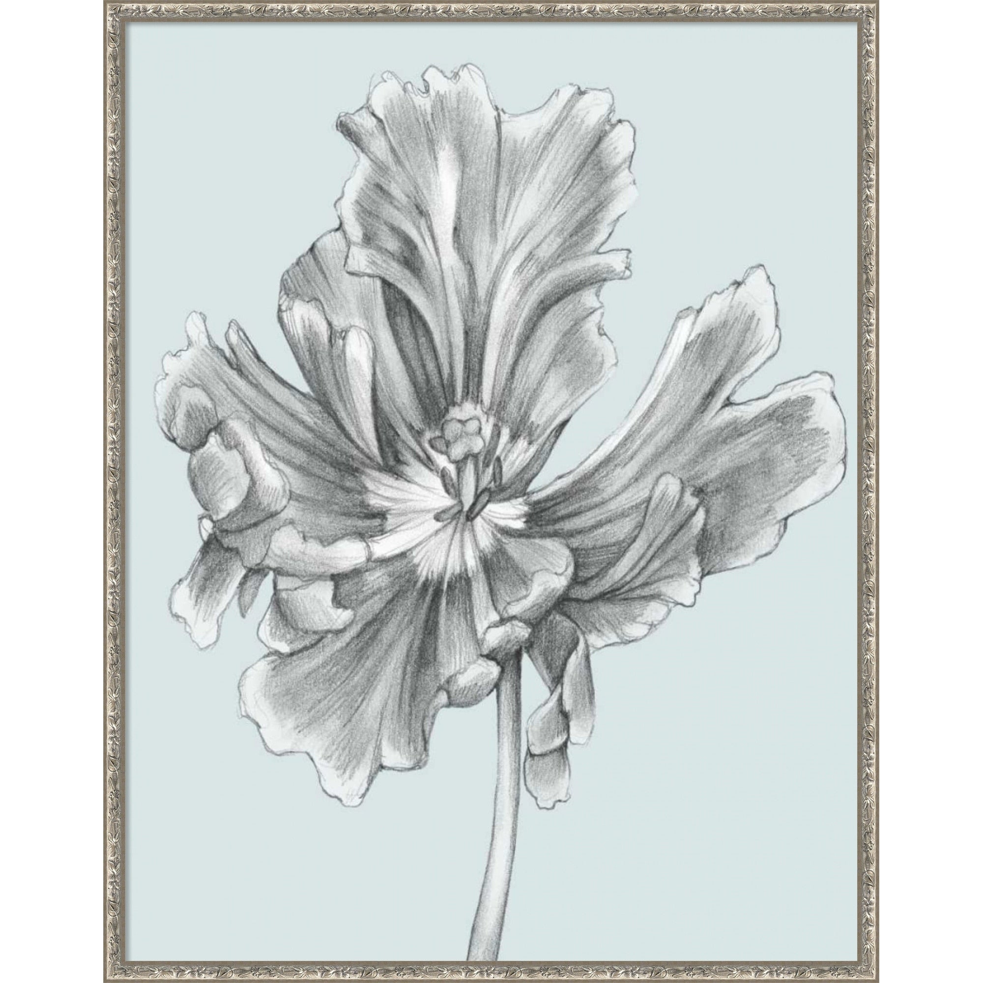 Silvery Blue Tulips No. 3 By Jennifer Goldberger Wood Framed Wall Art Print