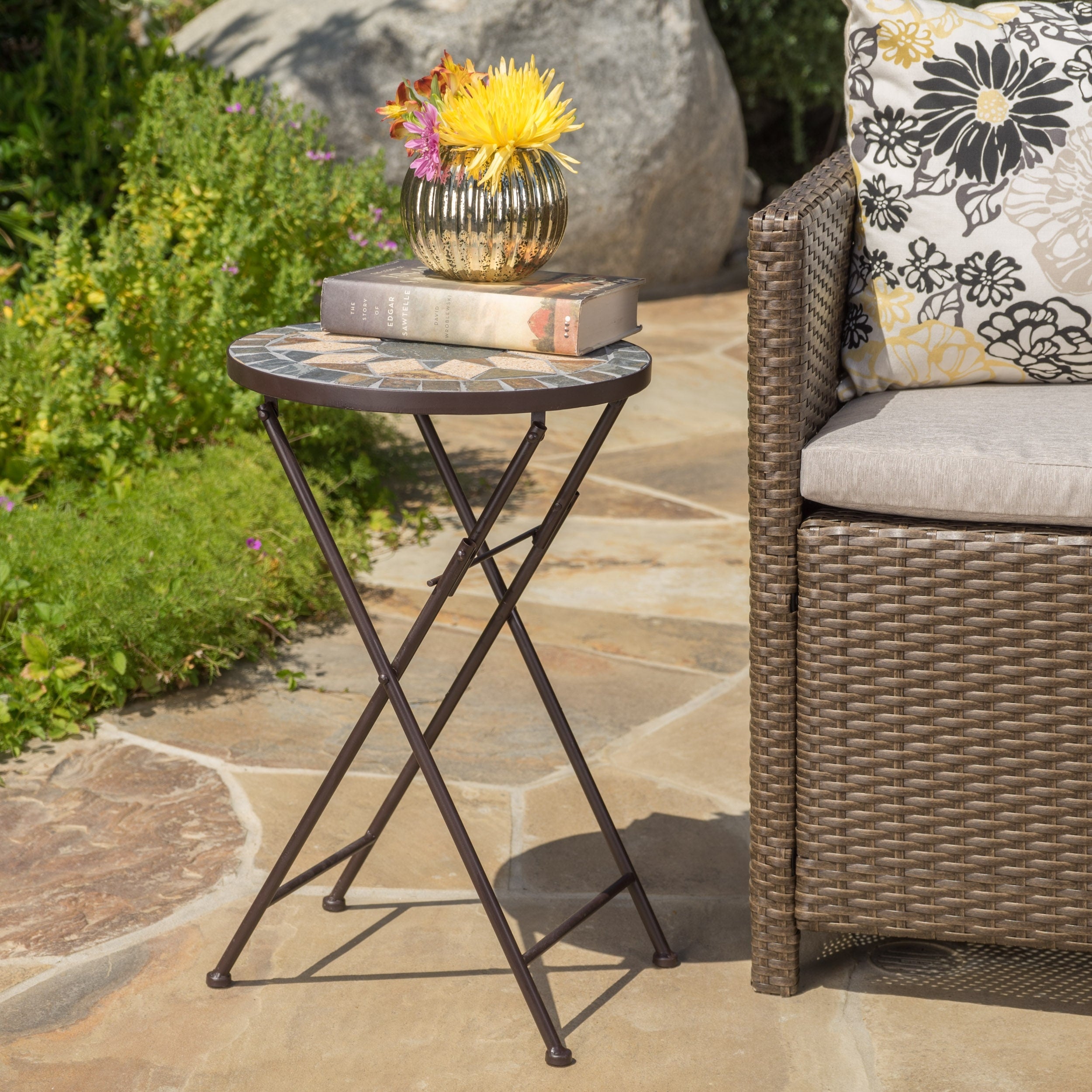 Silvester Outdoor Round Stone Side Table Planter By Christopher Knight Home