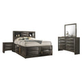 Simo 4Pc Queen Bedroom Set W Bookcase Headboard W Drawers Gray