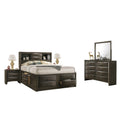 Simo 5Pc Queen Bedroom Set W Bookcase Headboard 2 Nightstands Gray