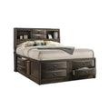Simo Queen Bed Bookcase Headboard Storage Drawers Gray