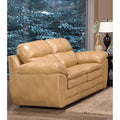 Simon Light Tan Brown Leather Gel Loveseat