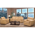 Simon Light Tan Brown Leather Gel Sofa And Two Chairs