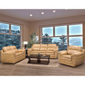 Simon Light Tan Brown Leather Gel Sofa Loveseat And Chair