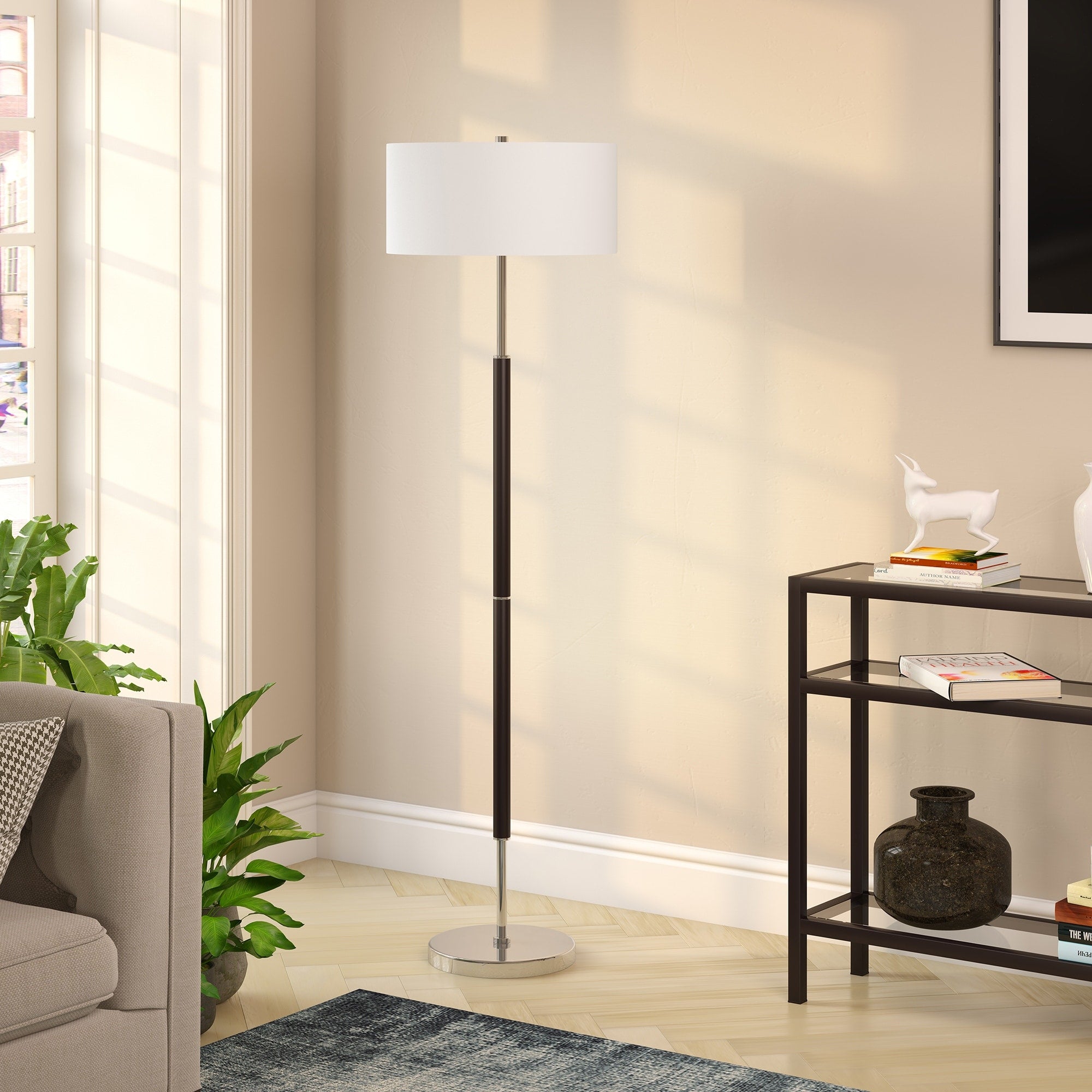 Silver Orchid Gotho Matte Black Polished Nickel Floor Lamp