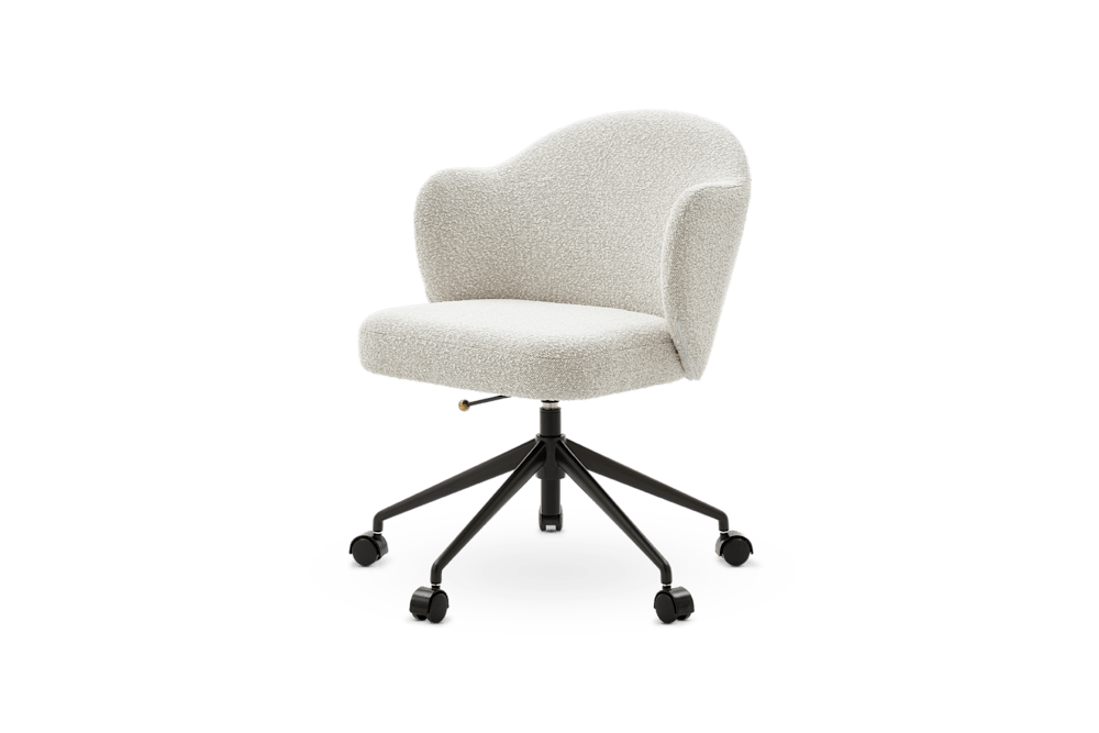 Simone Performance Bouclé Office Chair, Matte Black