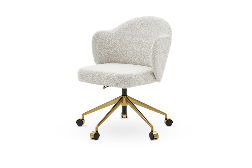 Simone Performance Bouclé Office Chair, Antique Brass