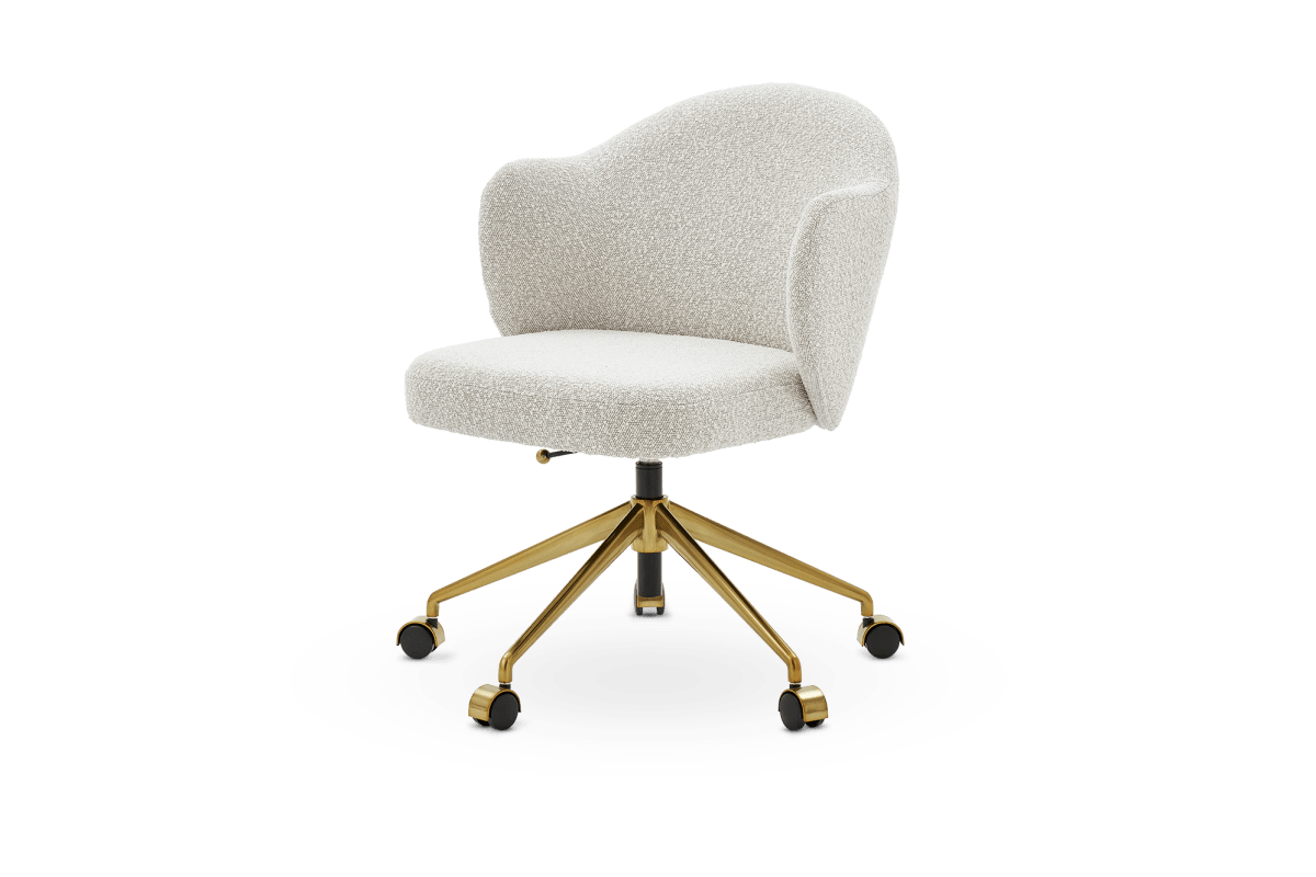 Simone Performance Bouclé Office Chair, Antique Brass