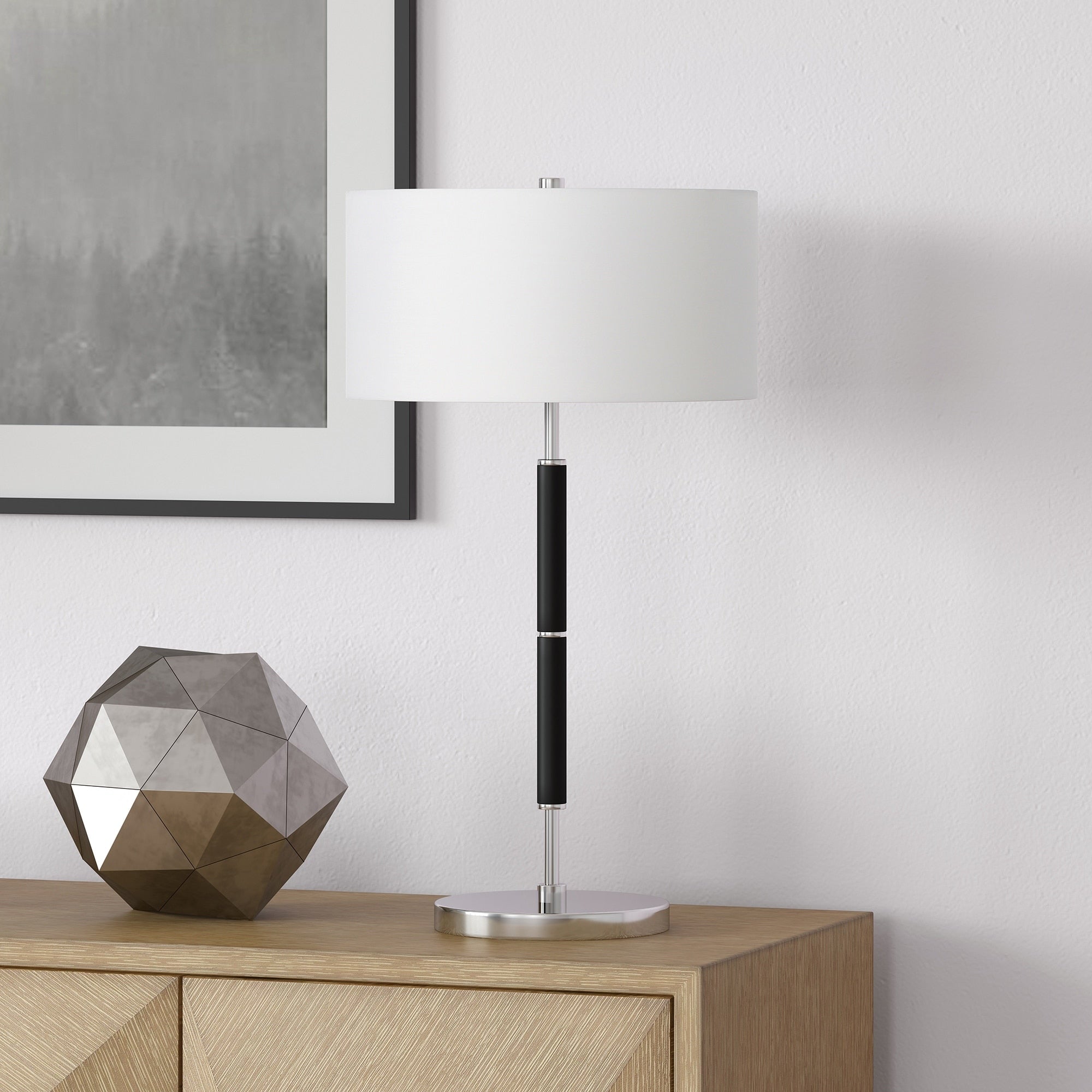 Simone Polished Nickel And Black Table Lamp