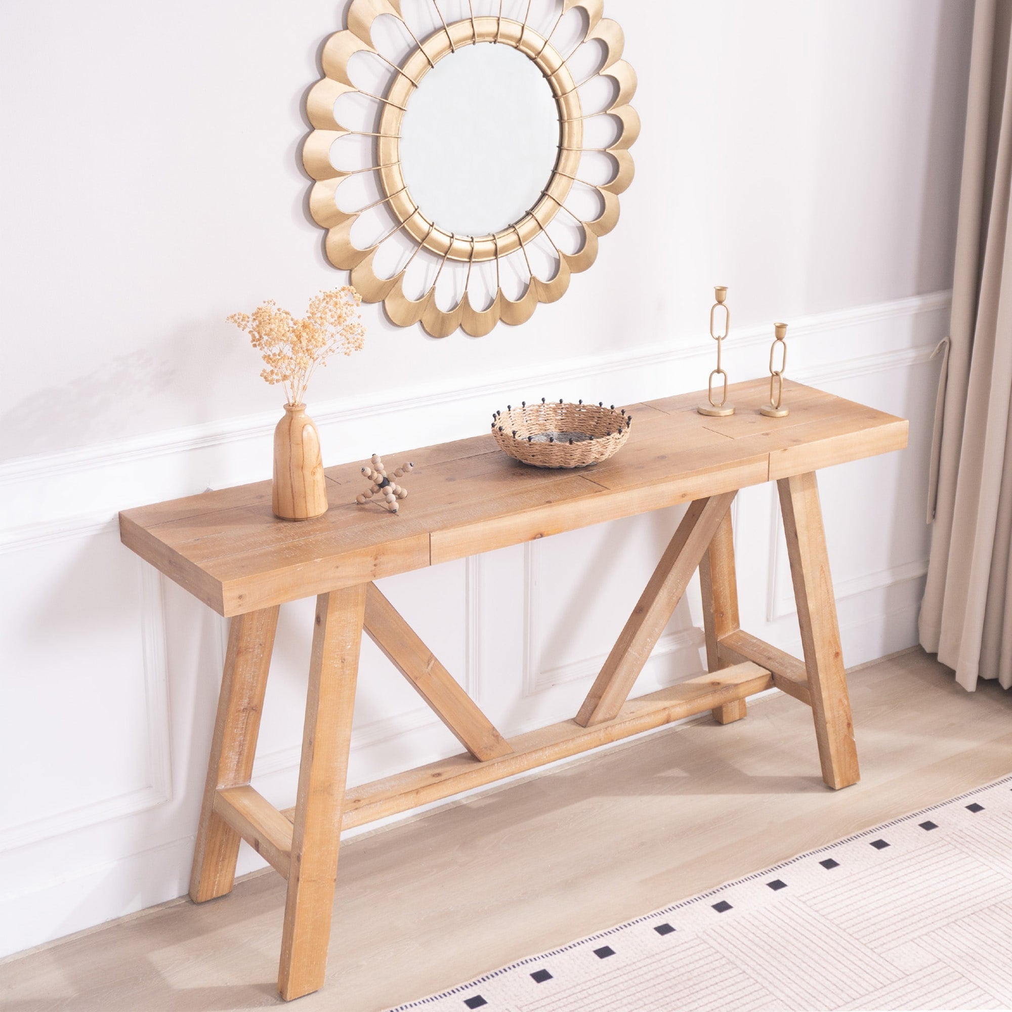 Simple Console Table Farmhouse Entryway Table Side Table For Living Room Natural Sofa Table Hallway Table