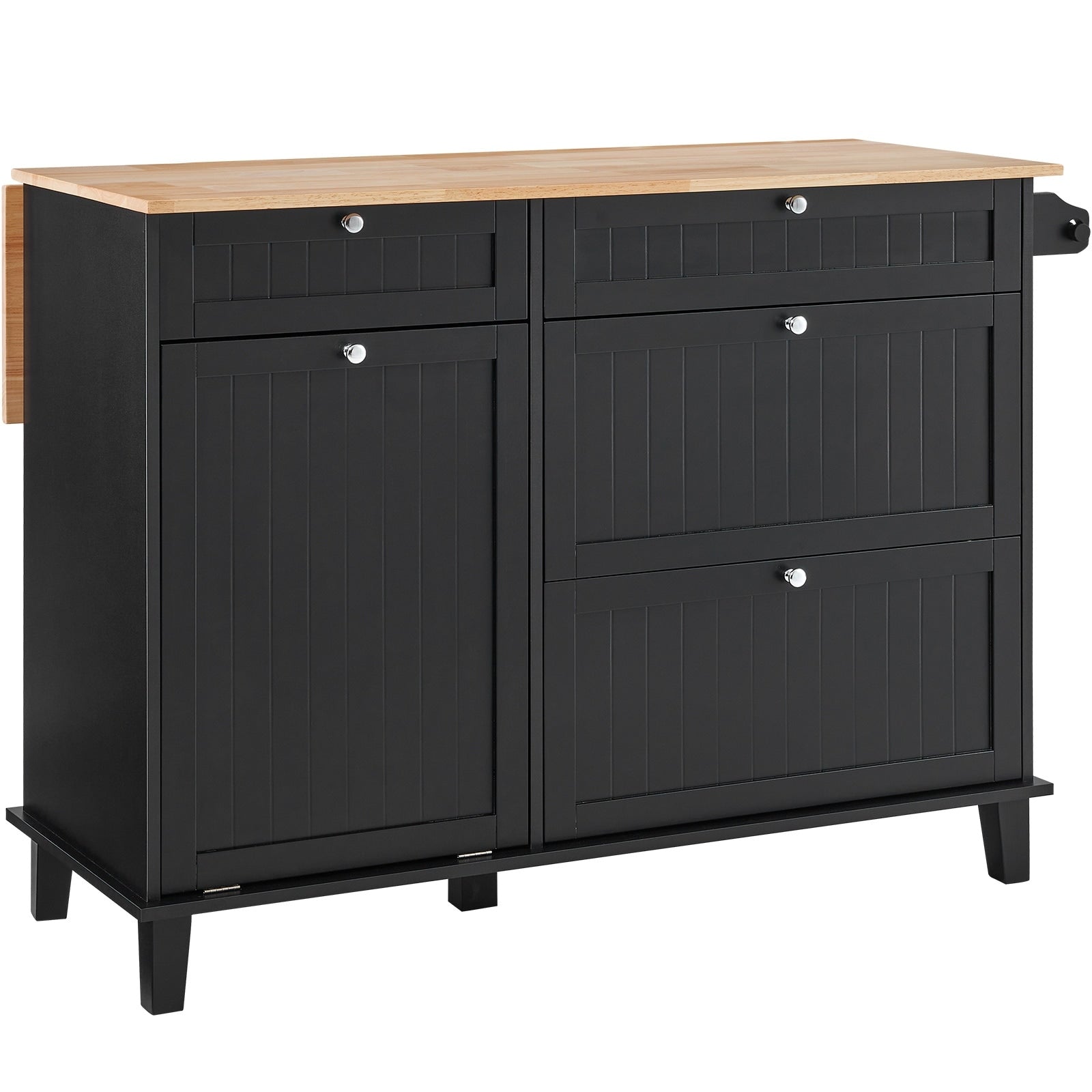 Simple Kitchen Island With Trash Cabinet 4 Drawers Kitchen Cart For Coffee Bar Kitchen Dining Room