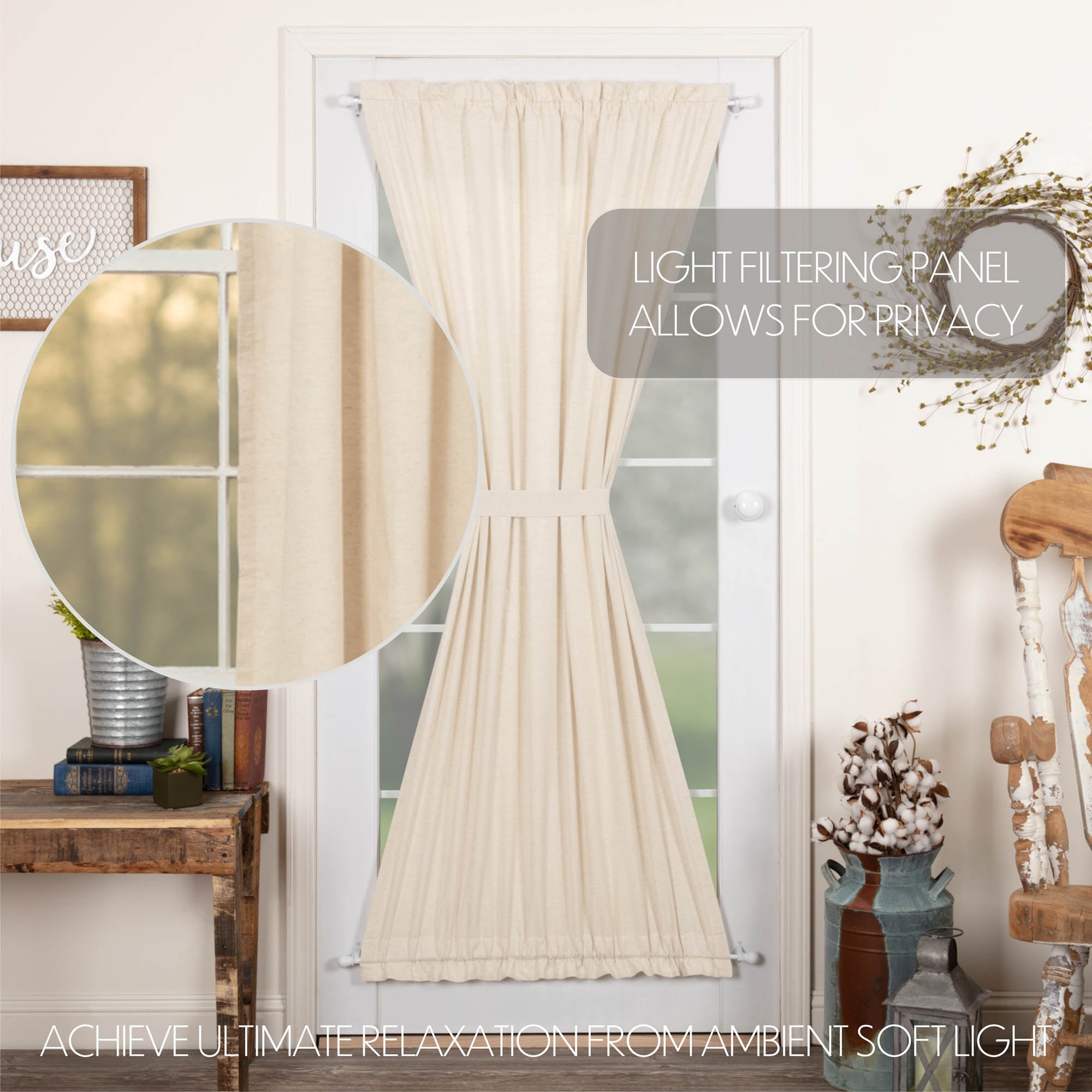 Vhc Brands Farmhouse Simple Life Cotton And Flax Blend Rod Pocket Door Panel
