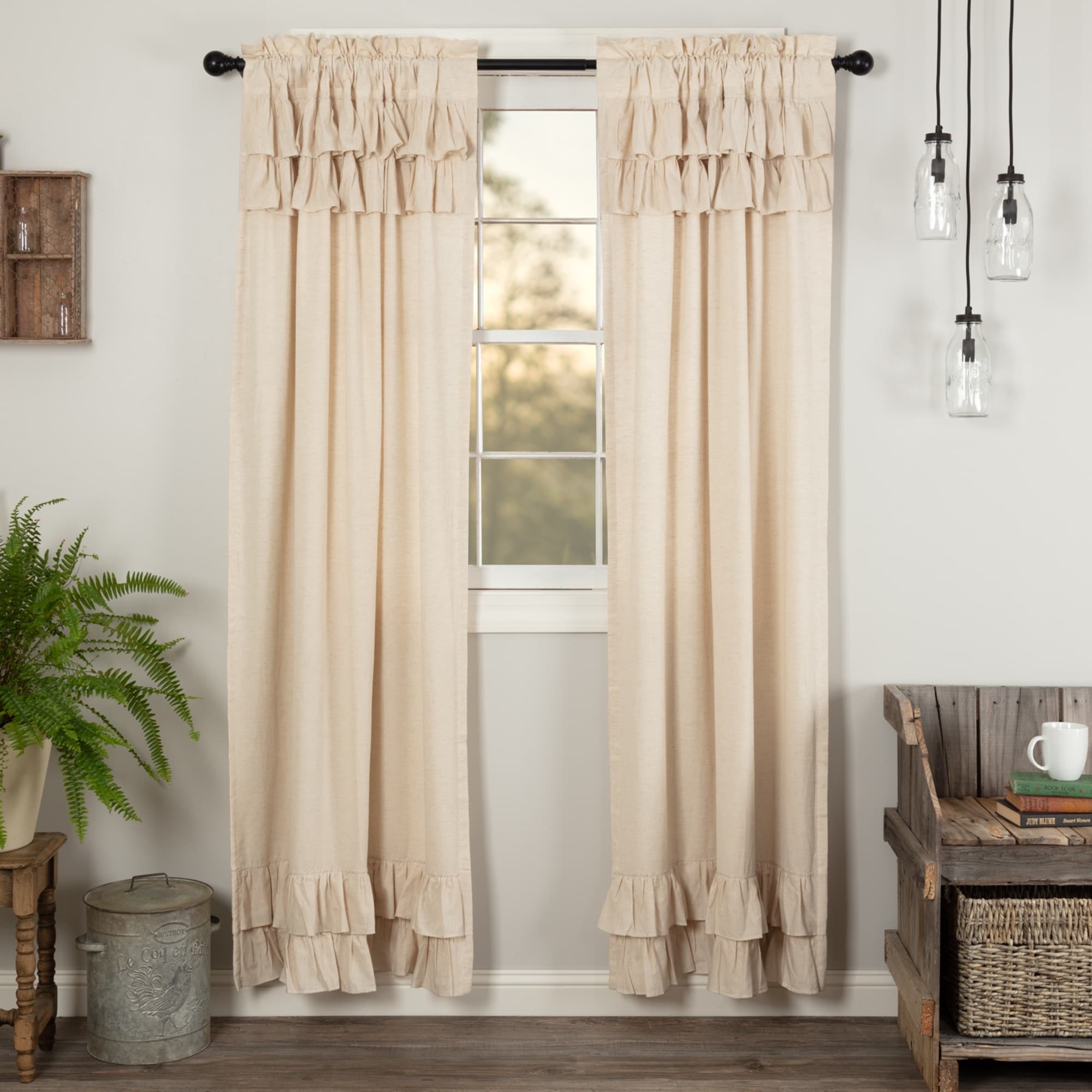 Vhc Brands Simple Life Flax Panel Pair Rod Pocket Cotton Linen Blend Solid Color Flax Farmhouse Curtains