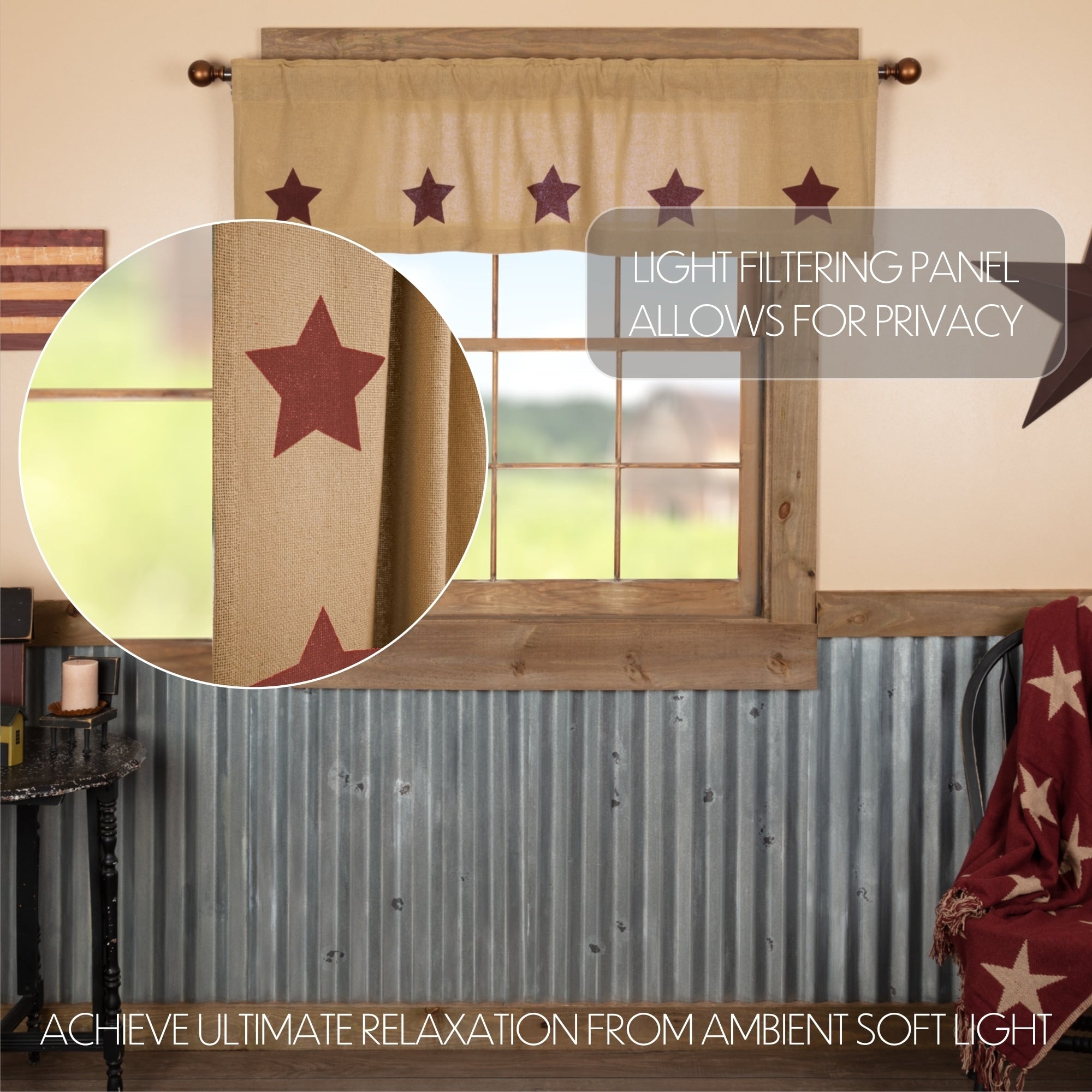 Vhc Farmhouse French Country Curtains Simple Life Flax Solid Valance