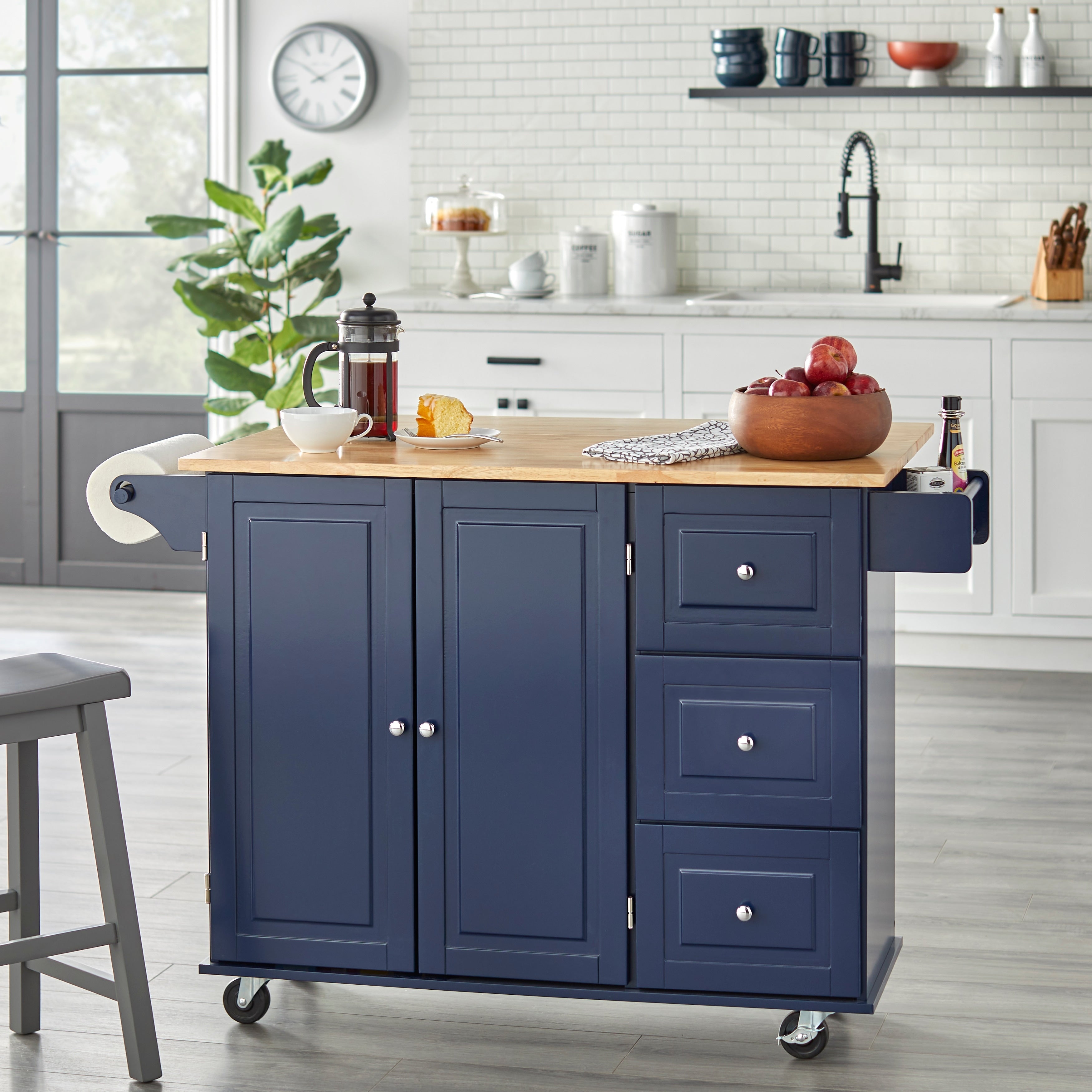 3 Drawer Drop Leaf Kitchen Cart