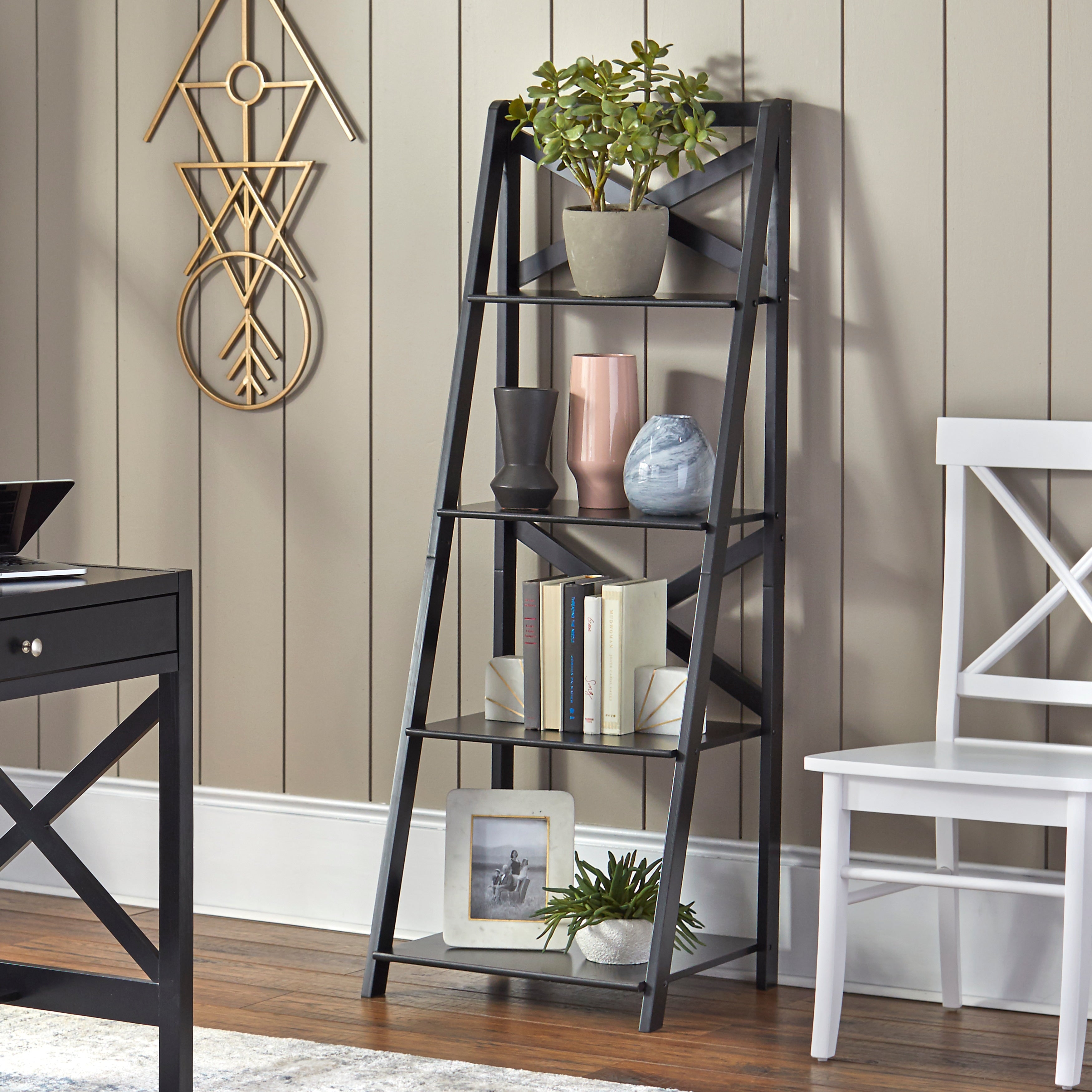 Simple Living Antique White 4 Tiered X Shelf Ladder Case Weight Capacity
